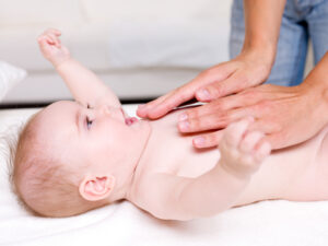massaging of newborn baby