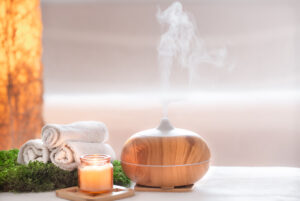 Spa composition with Aromatherapy and body care items.