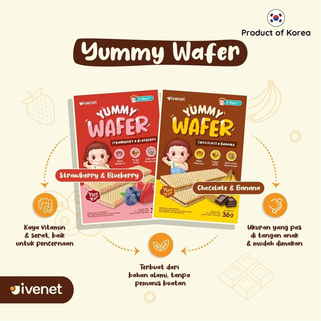 Ivenet Yummy Wafer, makanan tinggi serat yang baik untuk kesehatan anak