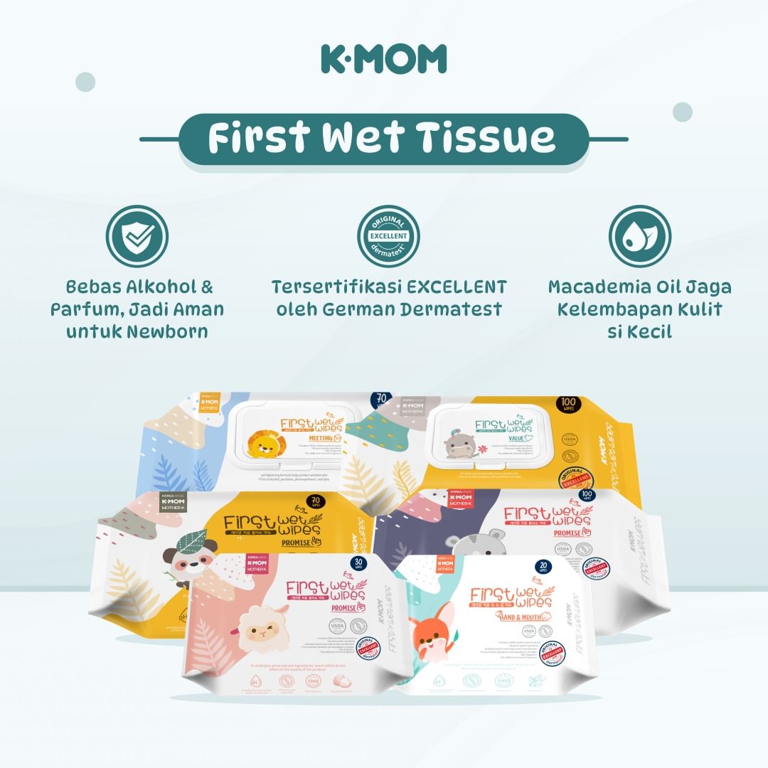 Mother-K & K-Mom First Wet Wipes tisu basah yang aman untuk bayi