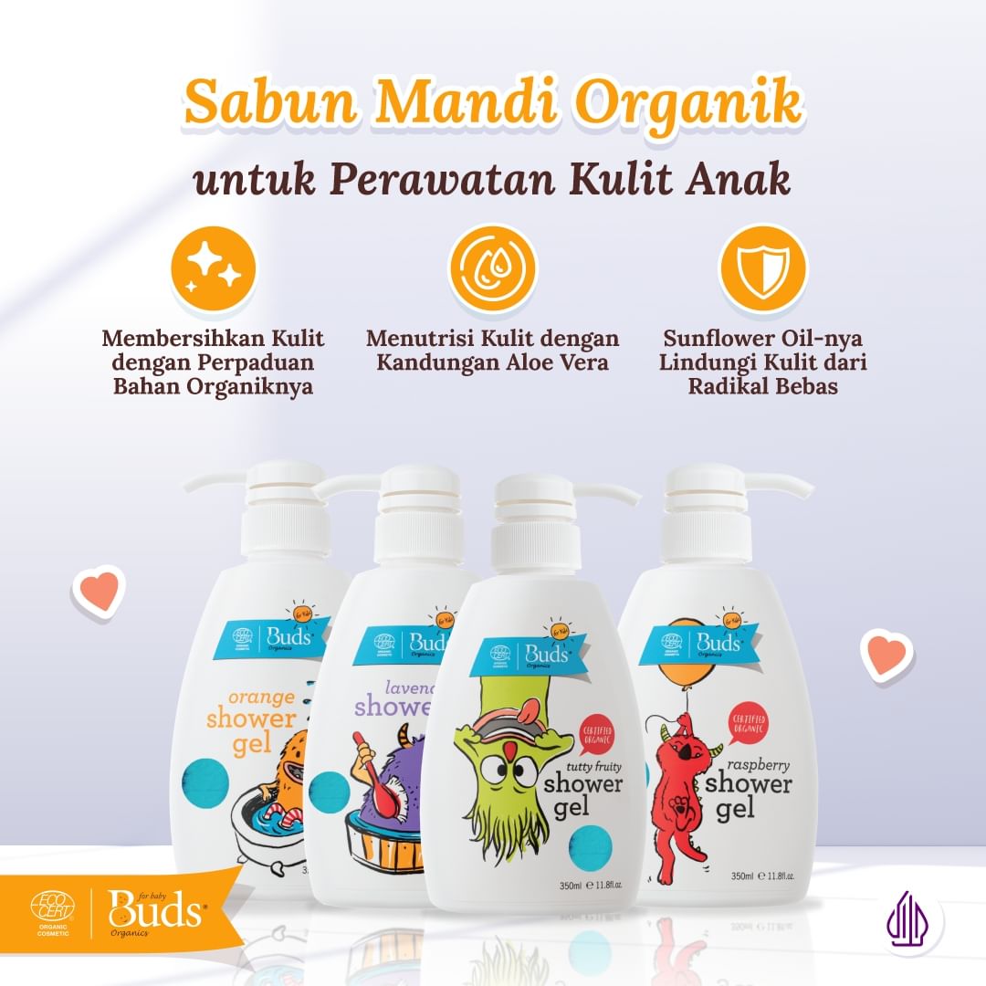 Buds Organics Shower Gel membantu menutrisi serta mengatasi kulit kering dan gatal pada anak