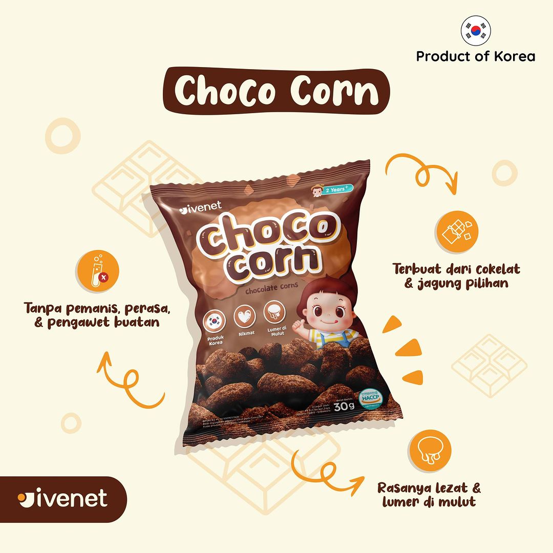 Ivenet Choco Corn snack coklat yang bisa membnatu meningkatkan daya ingat anak