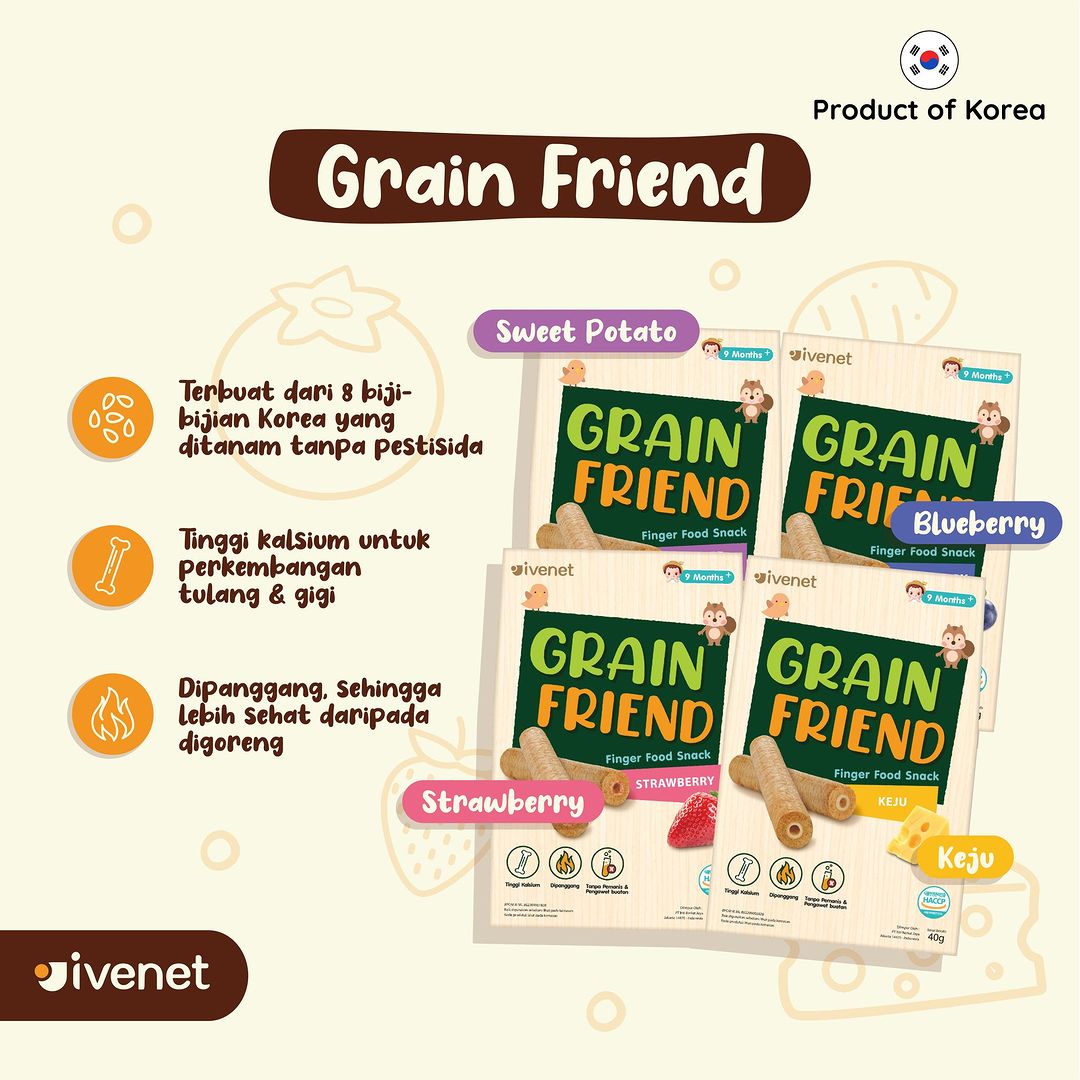 Ivenet Grain Friend snack sehat anak yang terbuat dari biji-bijian